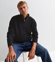 New Look Navy Relaxed Fit Zip Neck Fisherman Jumper